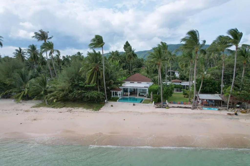 The Diamond Villa drone shot of beach front villa
