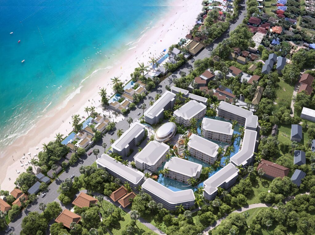The development from the air – Bangrak Beachside Condominiums, Koh Samui
