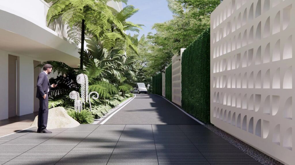 Entrance walkway – Bangrak Beachside Condominiums, Koh Samui