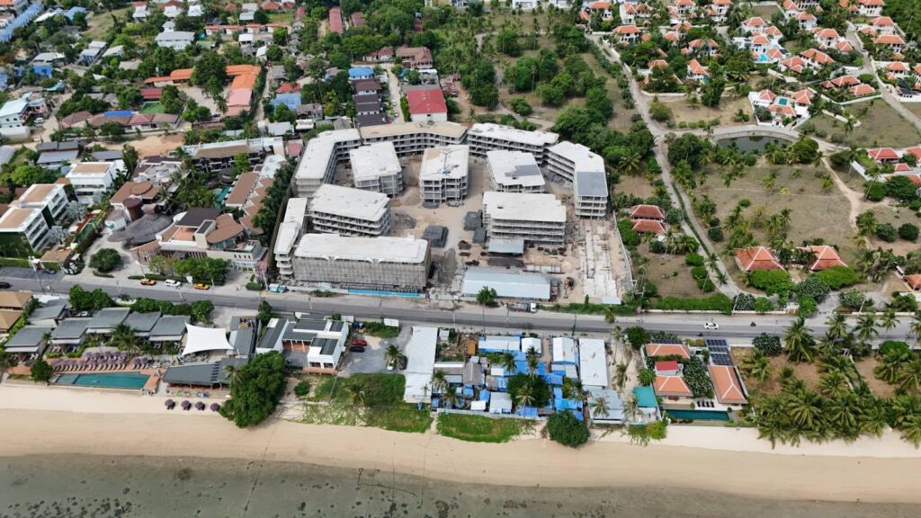 The site and the beach, aerial photo – Bangrak Beachside Condominiums, Koh Samui