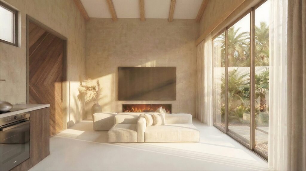 Type C living room, render – The Lagoon Residence, Koh Samui