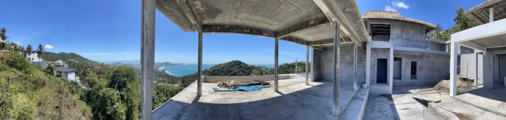 Panorama: terrace tower and ocean view – Villa Dream, Koh Samui